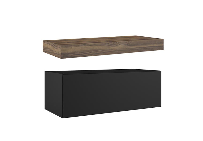 Mueble de baño con encimera de madera 10 cm de altura en color Valenti  con cajonera Nomad Visobath principal 11