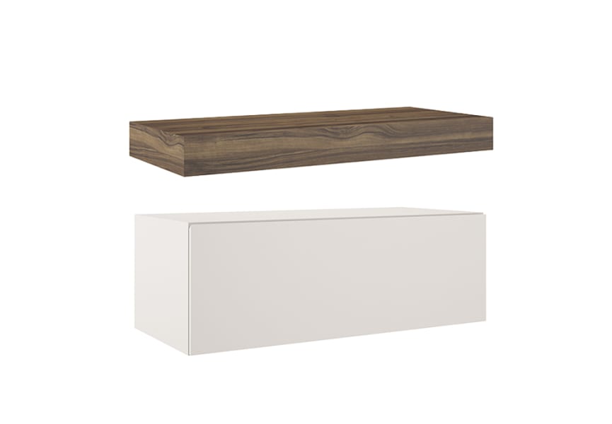 Mueble de baño con encimera de madera 10 cm de altura en color Valenti  con cajonera Nomad Visobath principal 3