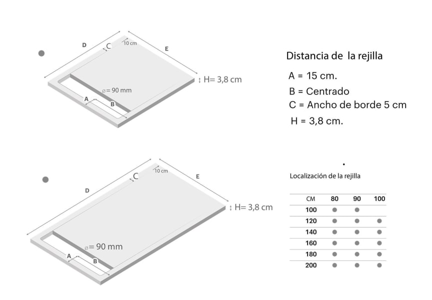 Plato de ducha de resina Canto Doccia croquis 15