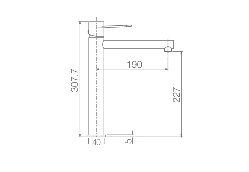 Grifo de lavabo Milos Stick Imex croquis 9