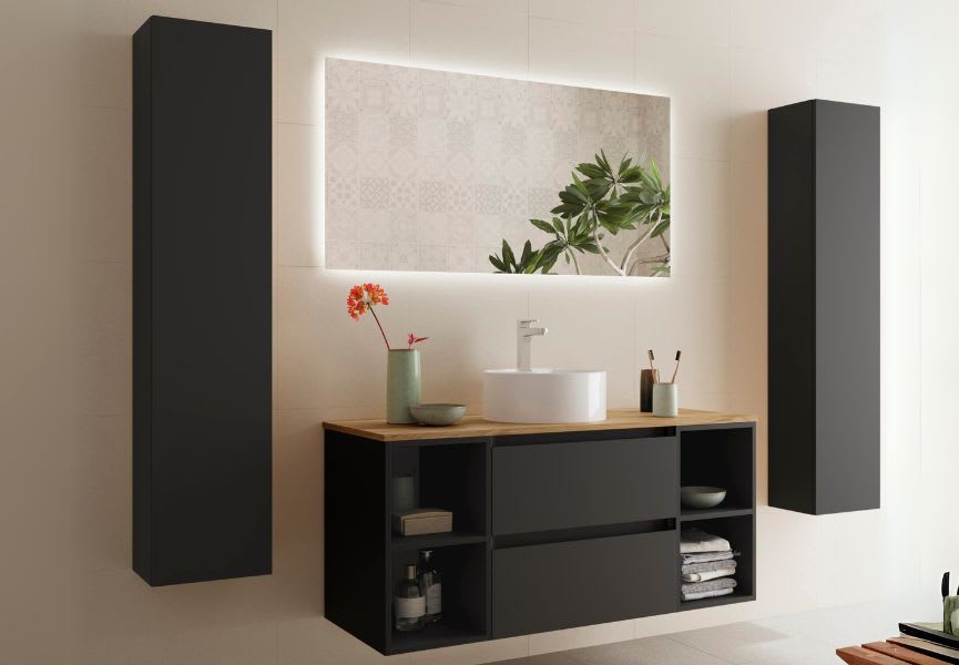 Conjunto mueble de baño con lavabo sobre encimera Bequia Salgar principal 2