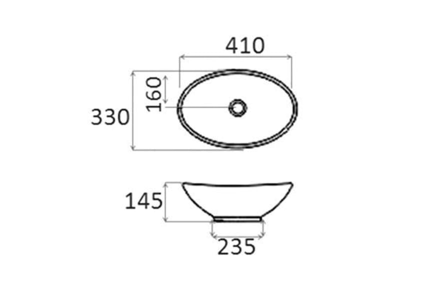 Lavabo sobre encimera Level Bruntec croquis 1