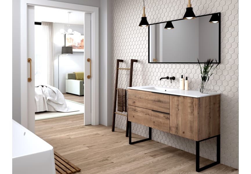 Mueble de baño con encimera de madera Coban Bruntec opción 6