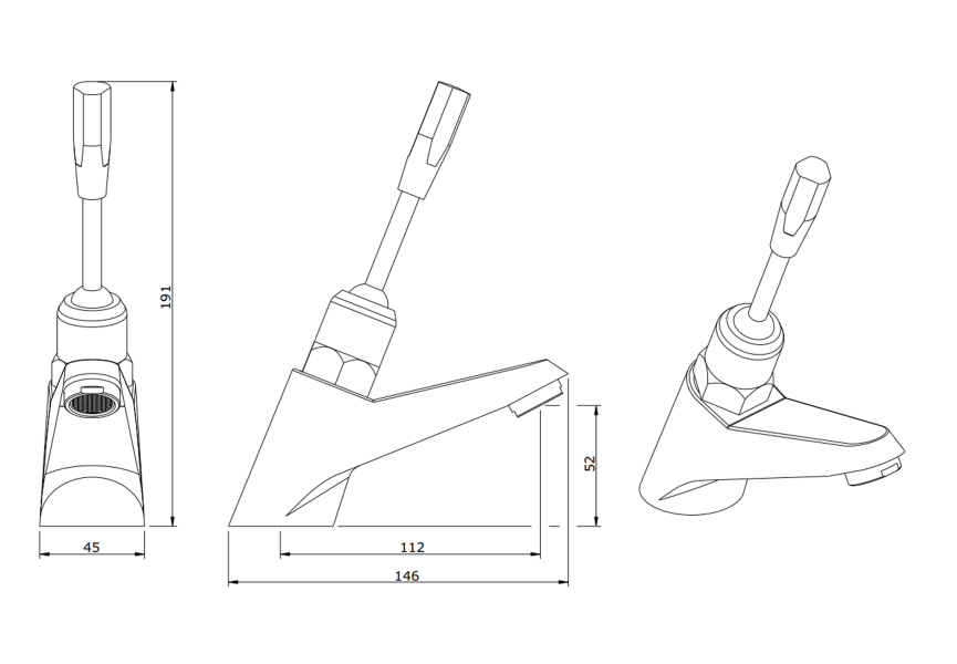 Grifo de lavabo temporizado Eco PMR de Unisan croquis 1