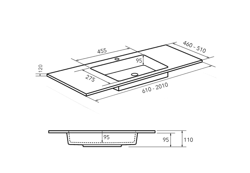 Lavabo encastrado Ideal Bruntec croquis 1