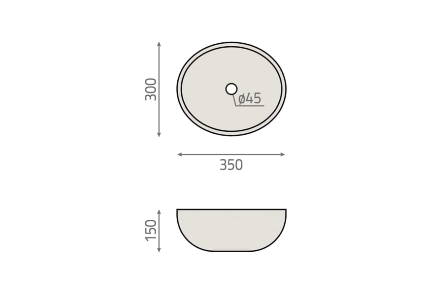 Lavabo sobre encimera Doreng BHD croquis 3