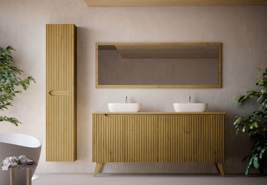 Mueble de baño con encimera de madera maciza con patas Alpes 15 Bruntec principal 1