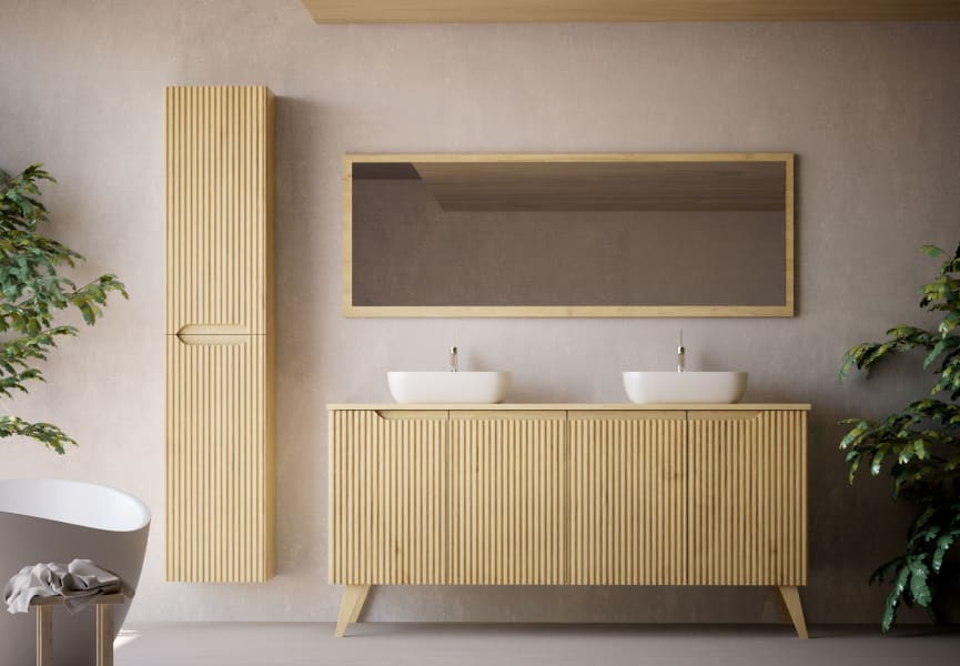 Mueble de baño con encimera de madera maciza con patas Alpes 15 Bruntec principal 0