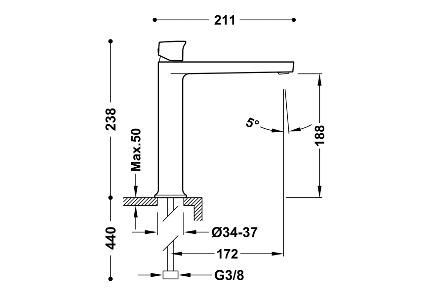 Grifo de lavabo Project Tres croquis 12