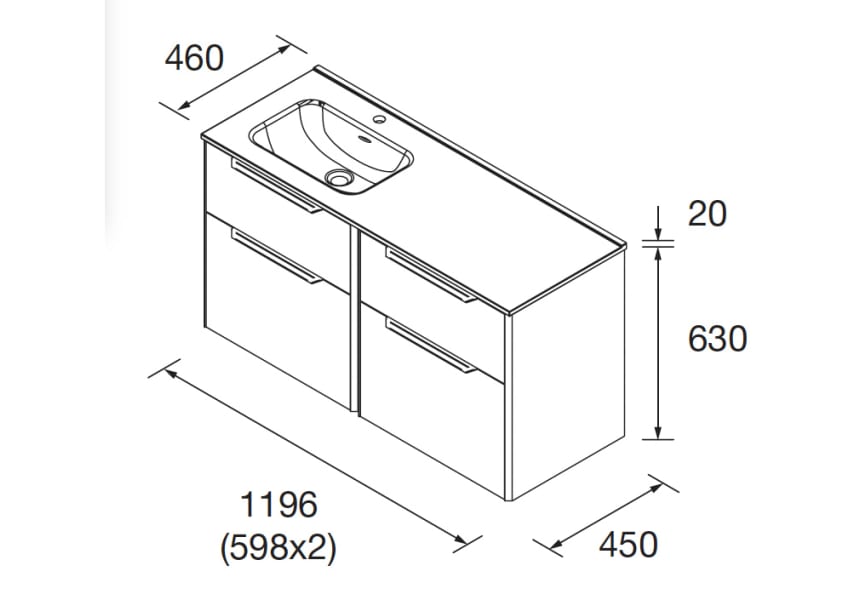 Conjunto mueble de baño Luva Salgar croquis 6