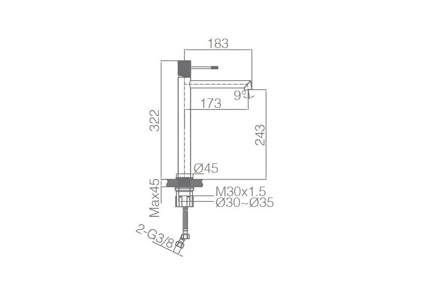 Grifo de lavabo Line Imex croquis 14