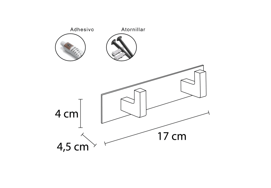 Percha doble Glass Mediterránea de Baño croquis 1