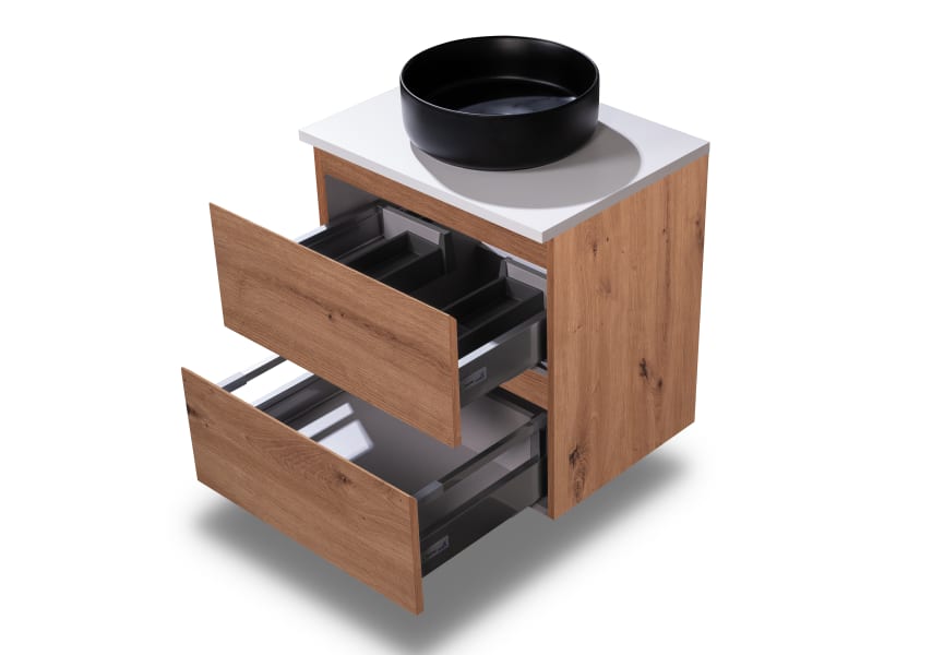 Mueble de baño pequeño Nivo Bruntec 2 cajones suspendido detalle 5