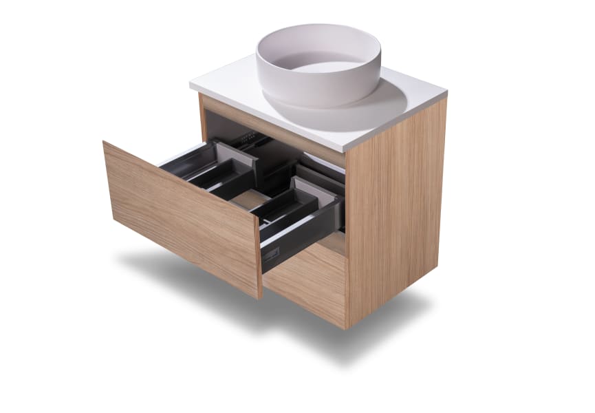 Mueble de baño pequeño Nivo Bruntec 2 cajones suspendido detalle 4