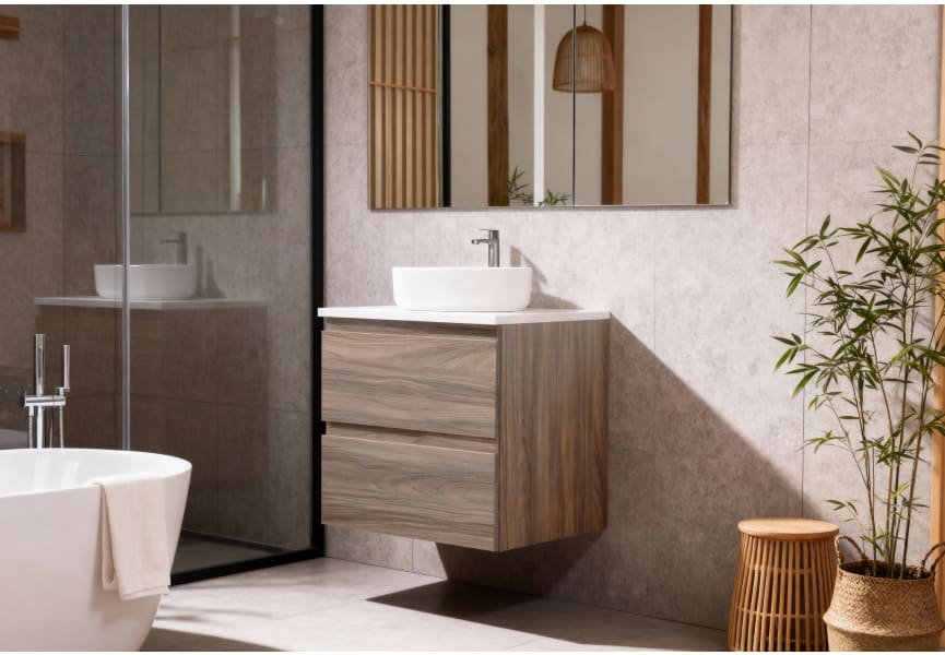 Mueble de baño pequeño Nivo Bruntec 2 cajones suspendido principal 1