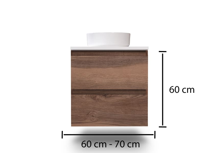 Mueble de baño pequeño Nivo Bruntec 2 cajones suspendido croquis 9