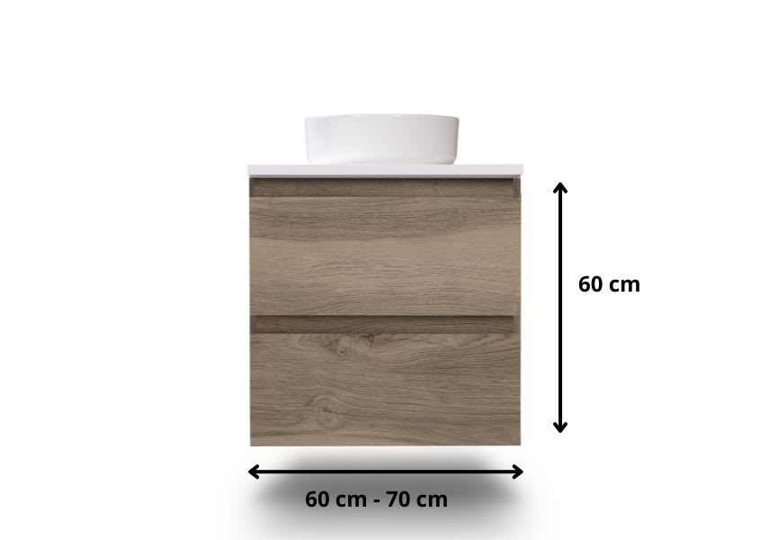 Mueble de baño pequeño Nivo Bruntec 2 cajones suspendido croquis 11