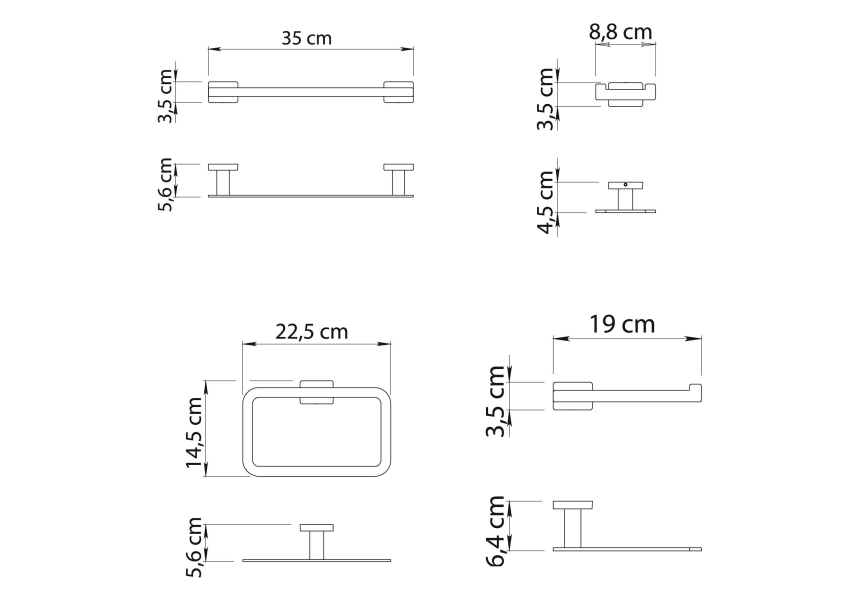 Conjunto de accesorios de baño Atena Gedy croquis 6