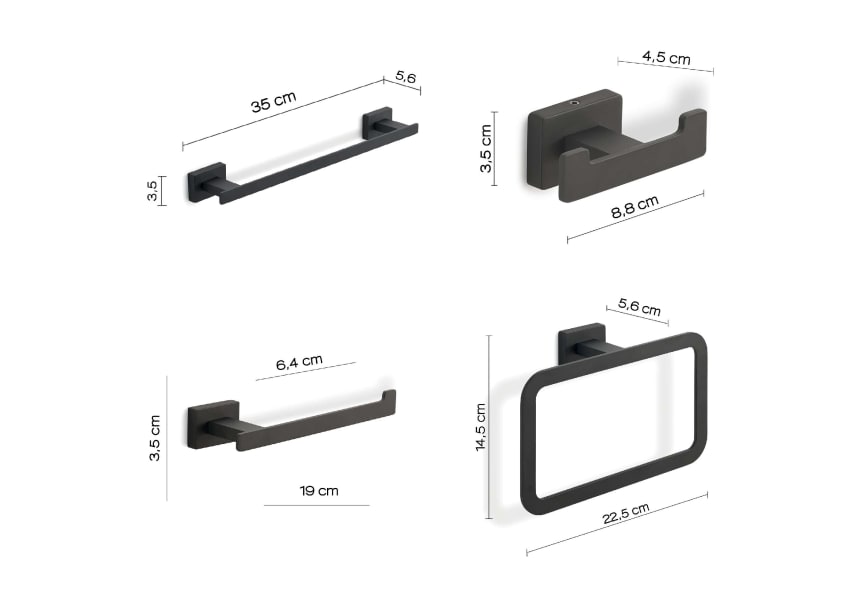 Conjunto de accesorios de baño Atena Gedy croquis 7