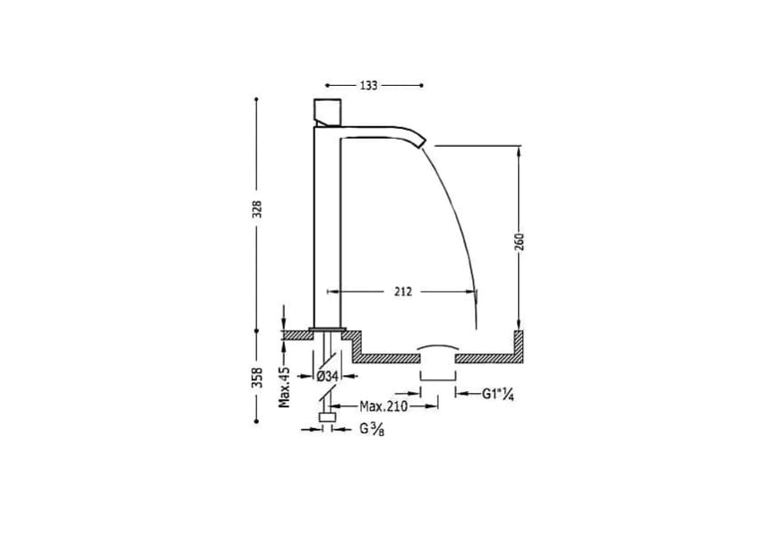 Grifo de lavabo Cuadro Tres croquis 1