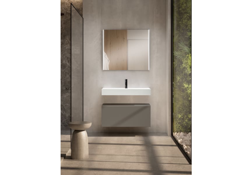 Conjunto mueble de baño con lavabo de carámica de 12 cm de alto y cajonera Nomad Viso Bath principal 3