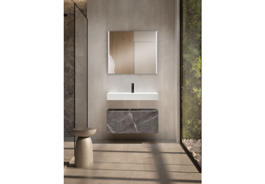 Conjunto mueble de baño con lavabo de carámica de 12 cm de alto y cajonera Nomad Viso Bath principal 4