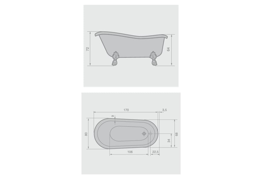 Bañera exenta Época Baños 10 croquis 3