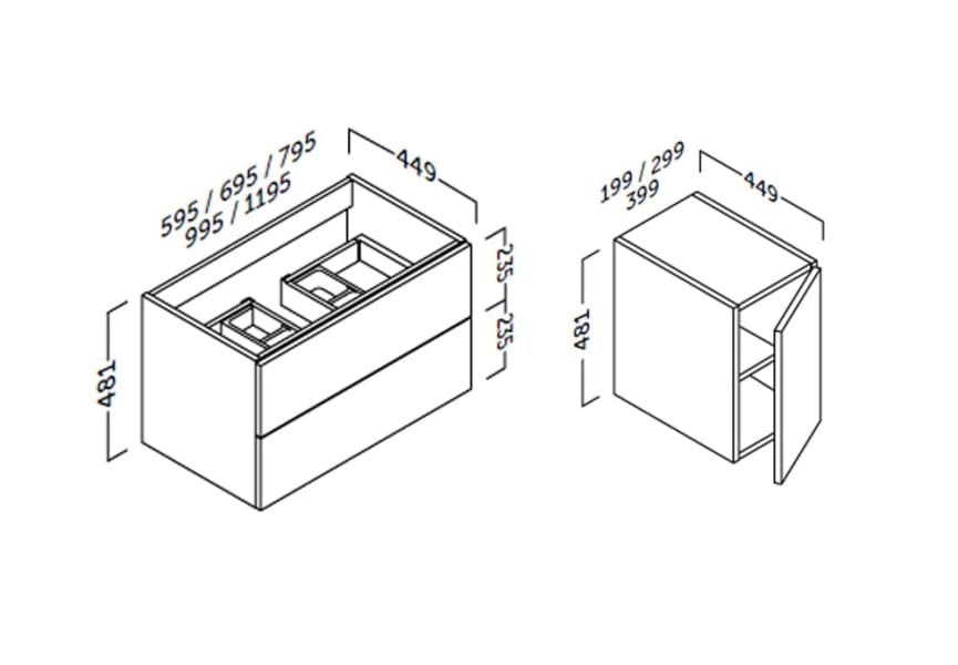 Mueble de baño con encimera de madera Landes Coycama croquis 7