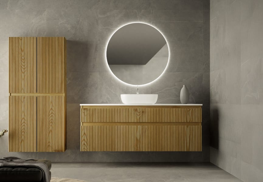 Mueble de baño madera maciza con encimera de Solid surface Alpes 5 Bruntec principal 0