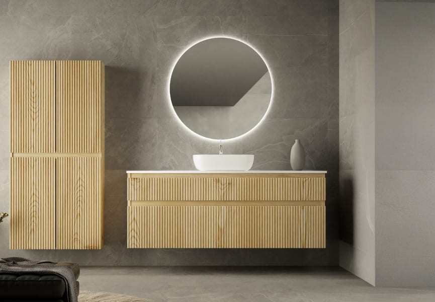 Mueble de baño madera maciza con encimera de Solid surface Alpes 5 Bruntec principal 1