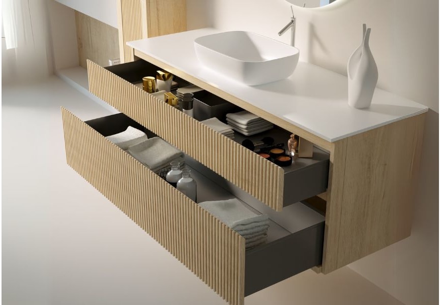 Mueble de baño con encimera de Solid surface Alpes 5 Bruntec detalle 2