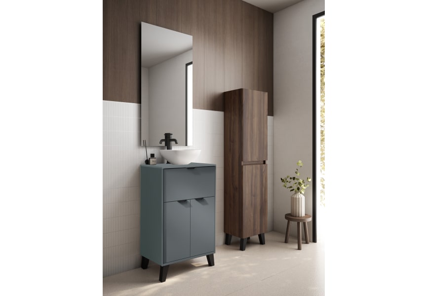 Conjunto mueble de baño fondo reducido 35.5 cm con lavabo sobre encimera Midi Visobath principal 1