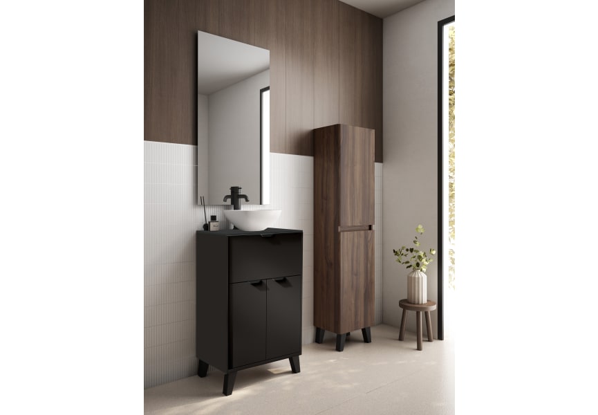 Conjunto mueble de baño fondo reducido 35.5 cm con lavabo sobre encimera Midi Visobath principal 2