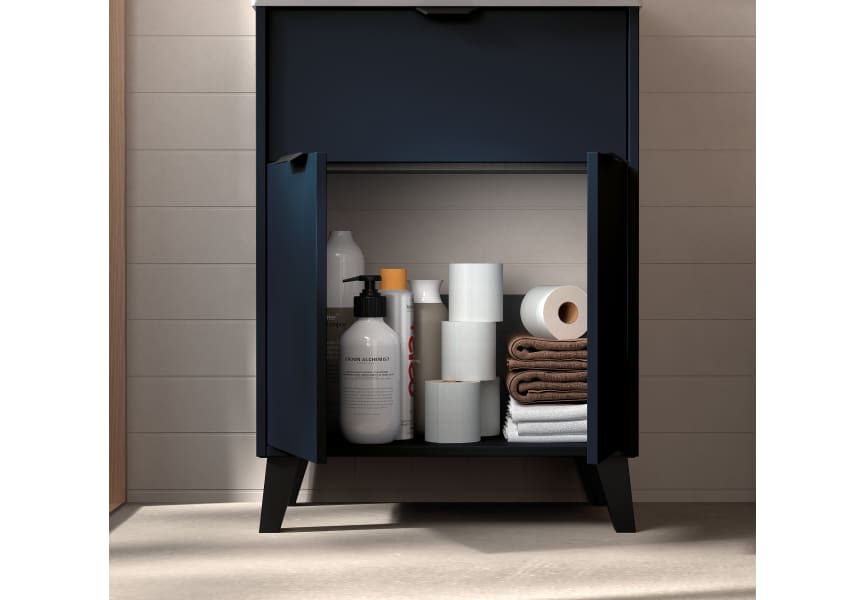 Conjunto mueble de baño fondo reducido 35.5 cm con lavabo sobre encimera Midi Visobath detalle 1