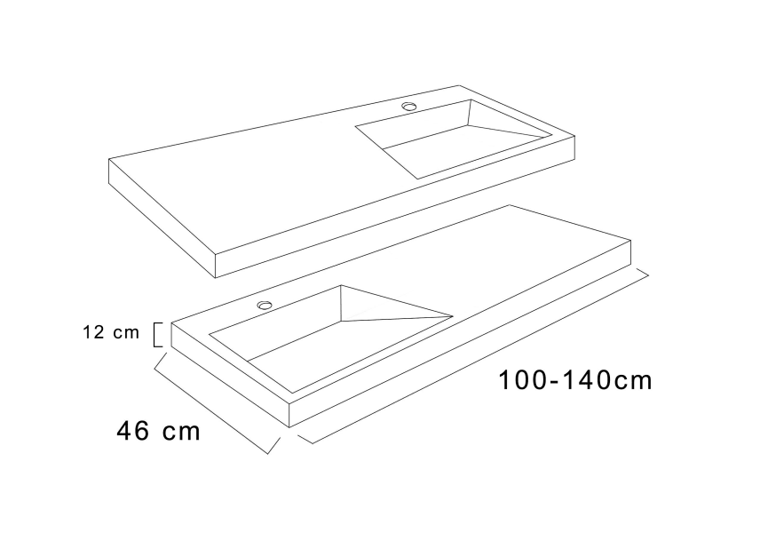 Lavabo de baño suspendido Cut Plus F12 Torvisco croquis 5