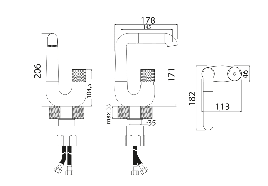 Grifo de lavabo Silencio de Tiempo croquis 3