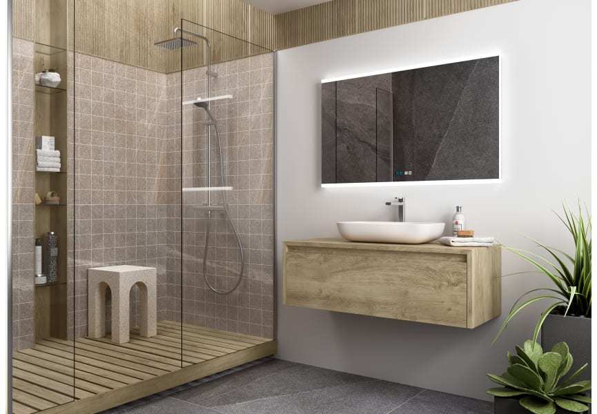 Mueble de baño Lambda con encimera de madera Coycama principal 0