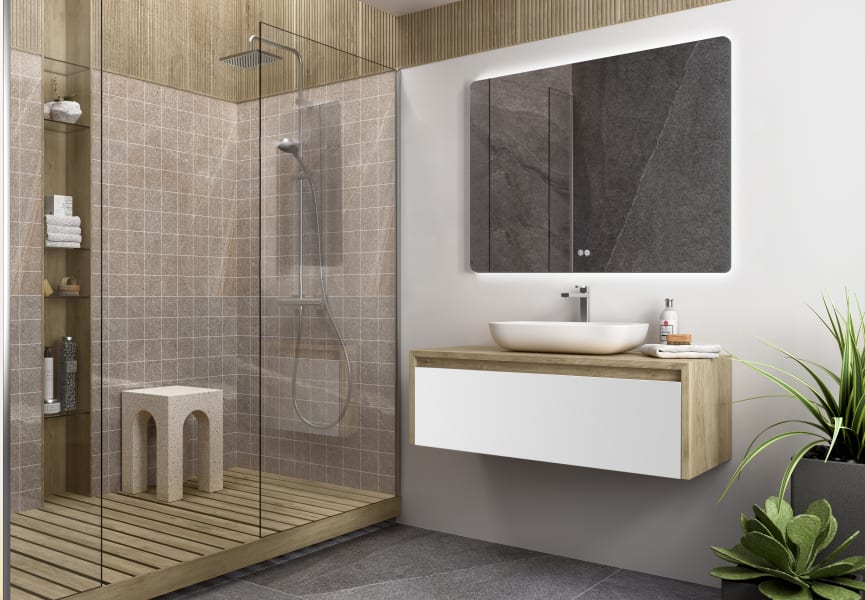 Mueble de baño Lambda con encimera de madera Coycama principal 4
