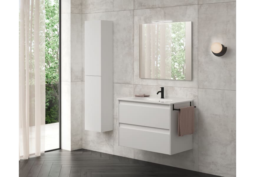 Pack de Muebles De Baño Blanco Brillo, Estilo Nórdico