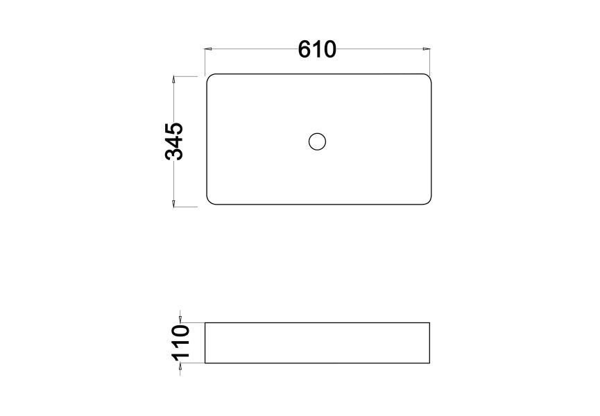 Lavabo sobre encimera Tre Bruntec croquis 3