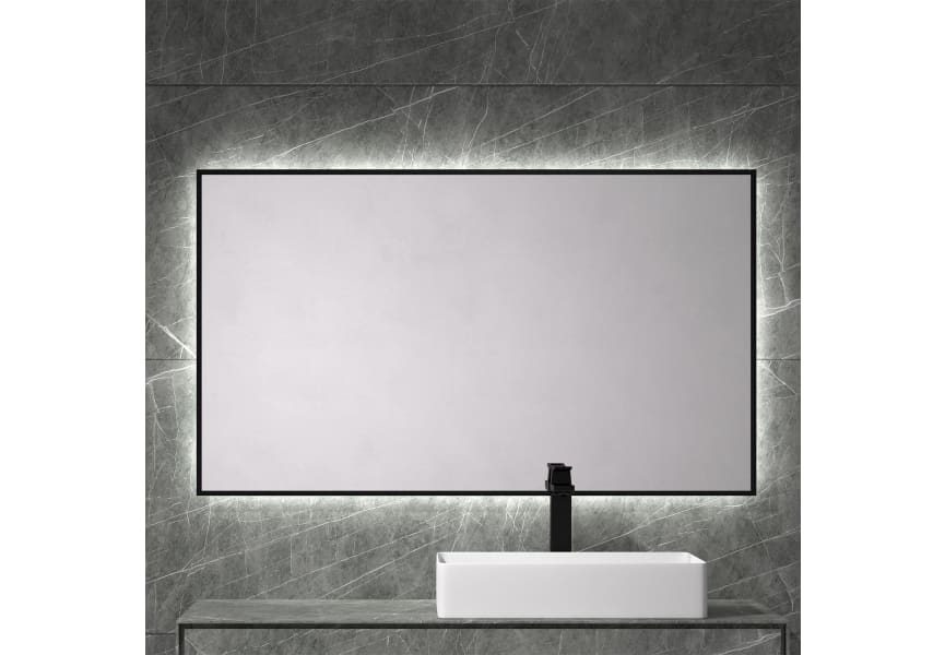 Espejo De Baño Retroiluminado Marco Negro