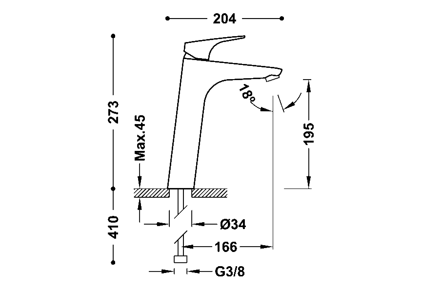 Grifo de lavabo Canigó Tres croquis 1