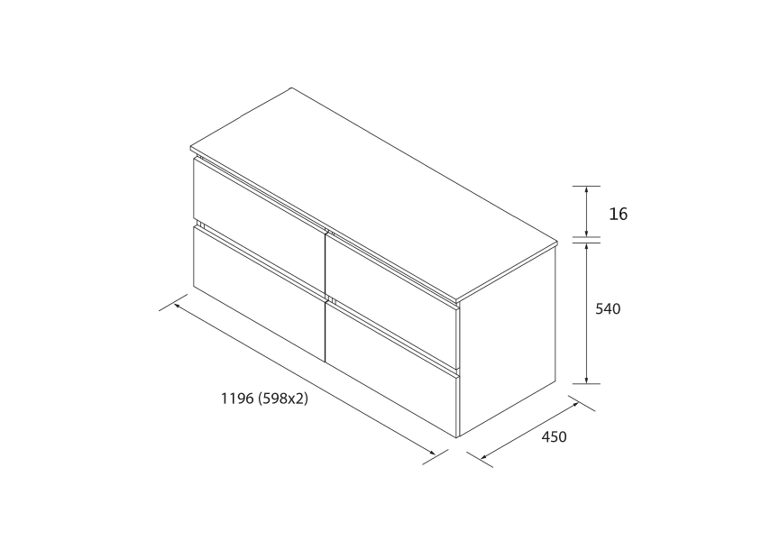 Mueble de baño para lavabo sobre encimera Bequia Salgar croquis 12