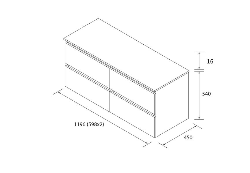 Mueble de baño para lavabo sobre encimera Bequia Salgar croquis 14