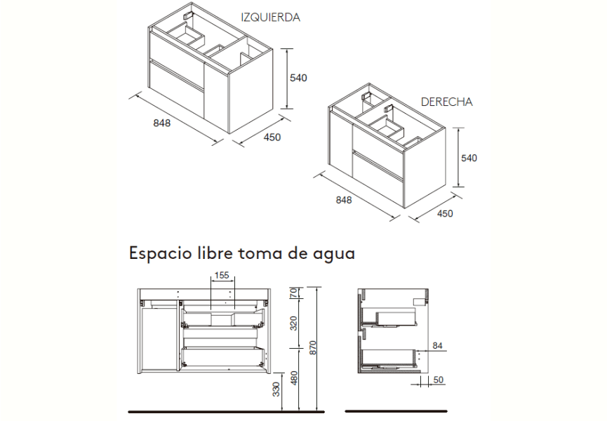 Conjunto mueble de baño Noja Salgar croquis 10