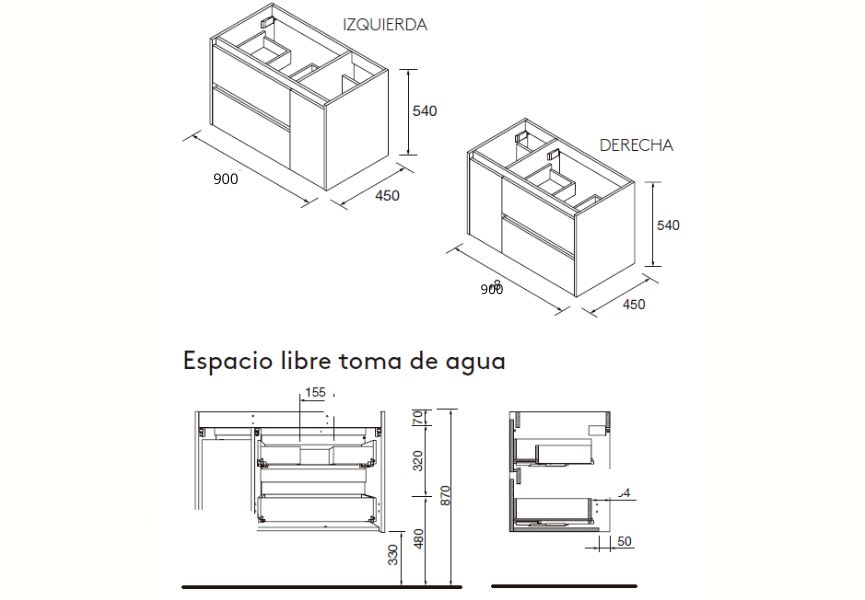 Conjunto mueble de baño Noja Salgar croquis 11