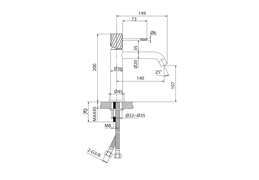 Grifo de lavabo Bless Imex croquis 21