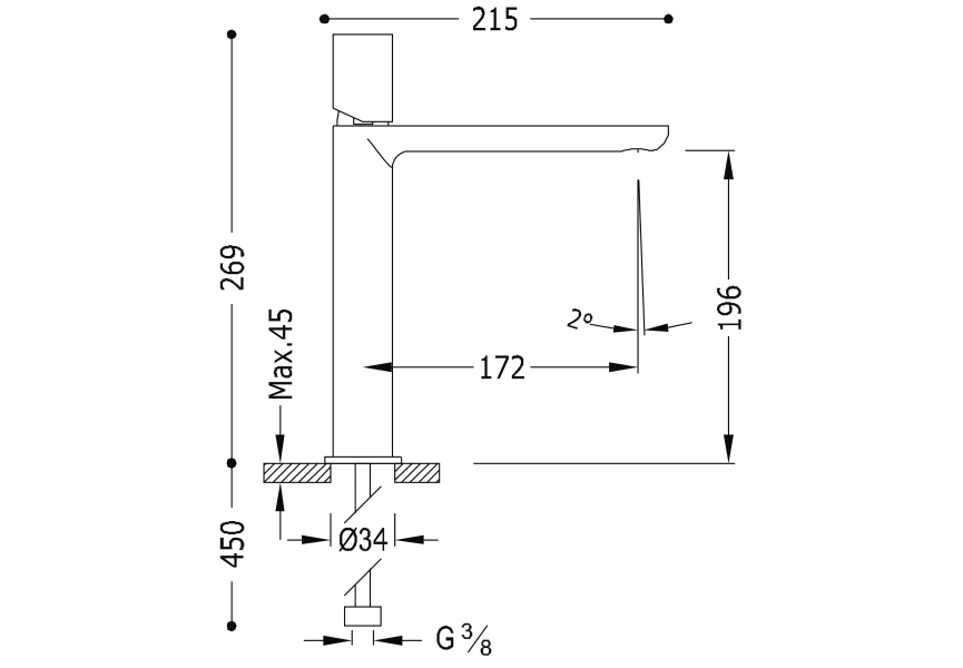 Grifo de lavabo Loft Tres croquis 1