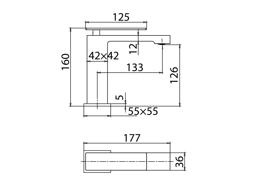 Grifo de lavabo Pisa de Imex croquis 8
