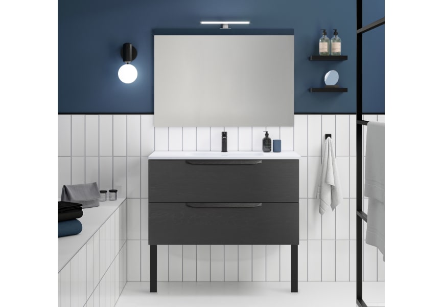 Mueble De Baño Con Espejo Urban Blanco De 80 Cm